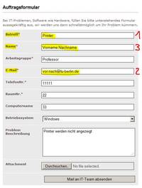 Formular im FE zum Ausfüllen