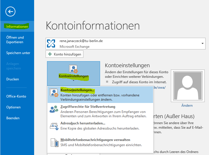 Kontoeinstellungen Kontoeinstellungen