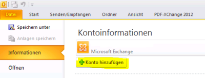 Ein neues Konto hinzufügen Ein neues Konto hinzufügen