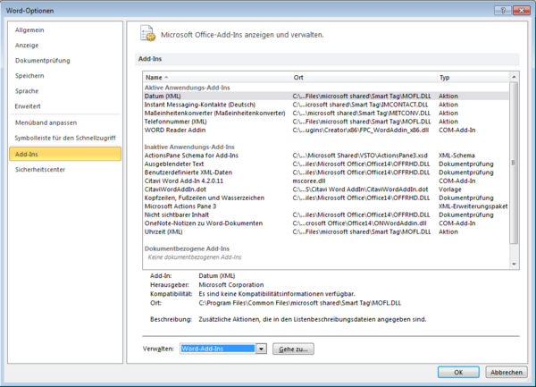 Manage Word-Add-Ins Manage Word-Add-Ins
